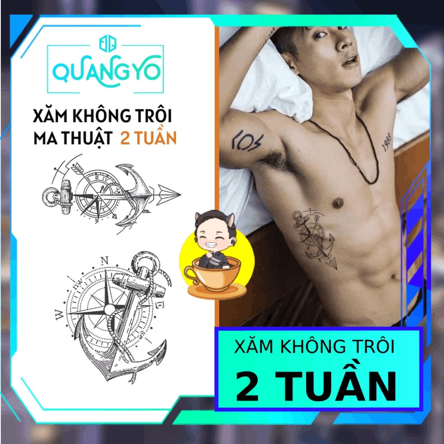 Hình xăm không trôi mỏ neo, anchor la bàn, Xăm giống Quangyo Tattoo