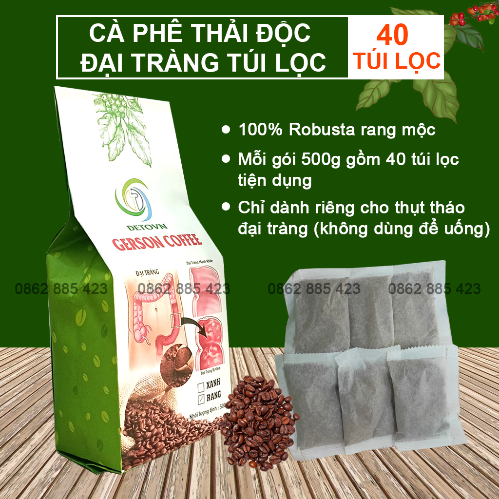 Cà phê thải độc đại tràng túi lọc rang mộc, cà phê chuyên dùng thải độc đại tràng giảm táo bón, thải độc gan