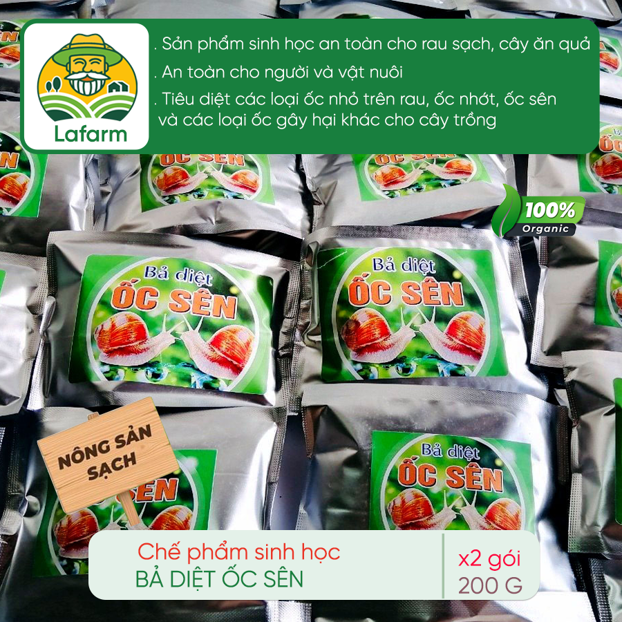 Combo 2 thuốc diệt ốc sên sinh học cho rau sạch, cây ăn quả thành phần thảo mộc an toàn cho con người và vật nuôi 200g - Lafarm Nông nghiệp hữu cơ