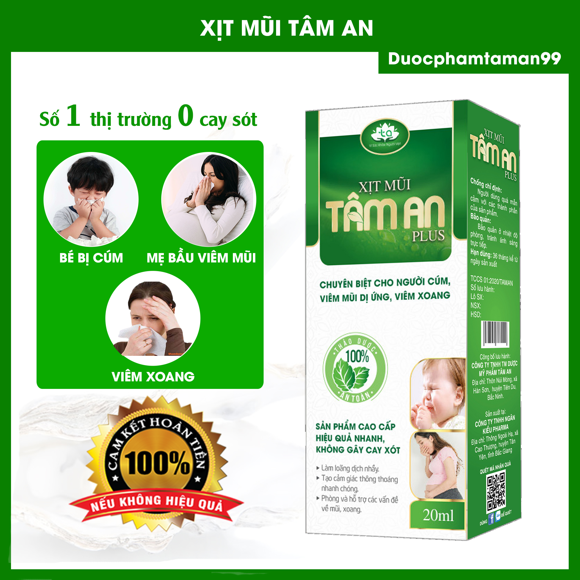 Freeship max - xịt mũi tâm an – viêm mũi di ứng, viêm xoang mũi, cúm .100% thành phần thiên nhiên