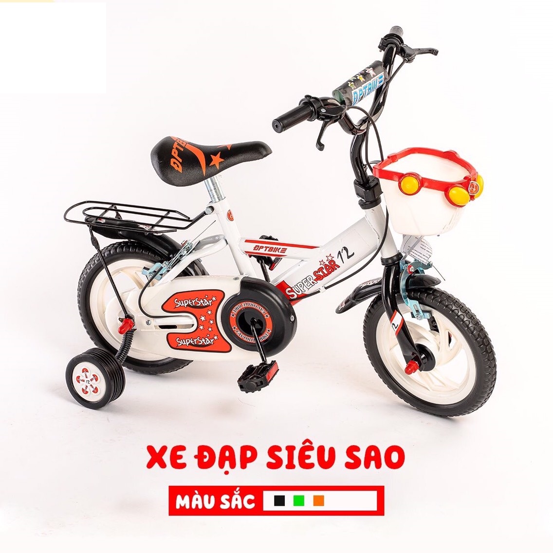 Xe đạp trẻ em 2 bánh Super Star cho bé trai 2-3-4-5 tuổi Size 12-14inch