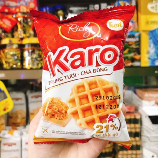 THÙNG 36 CÁI BÁNH TRỨNG CHÀ BÔNG KARO RICHY 26G