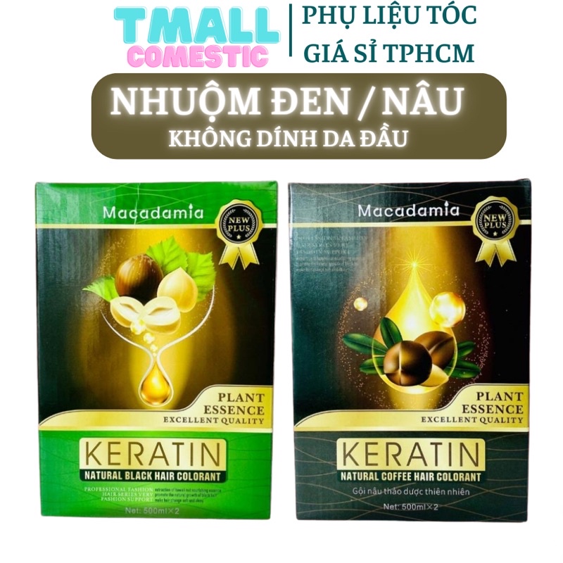 Nhuộm đen nhuộm nâu keratin macadamia 1000ml nhuộm tóc bạc không dính da đầu phủ bạc nhanh tiết kiệm | tmall cosmetic