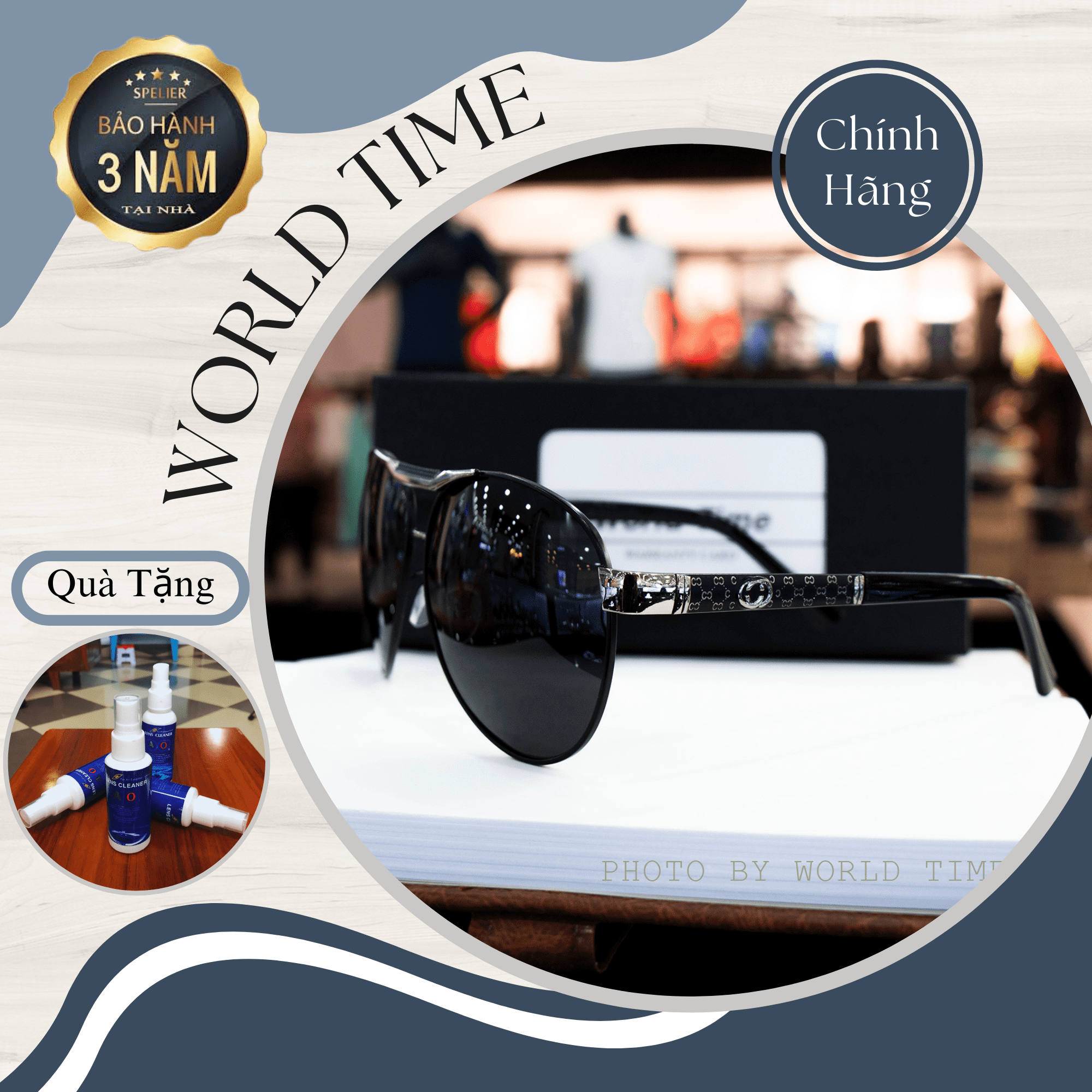 Kính mát nam GC6115 mắt Polarized cao cấp , Full box , khăn , thẻ , bảo hành 12 tháng