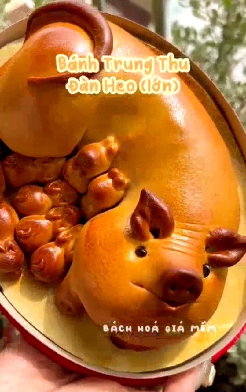 Bánh trung thu heo mẹ và đàn heo con -date luon mới mỗi ngày