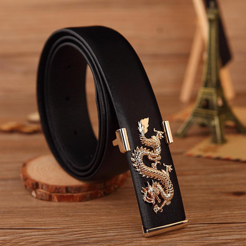 Thắt lưng da, Dây nịt hình con rồng ( Dây đen - mặt vàng ,trắng ) Quyền uy - Sức mạnh - Cát tường