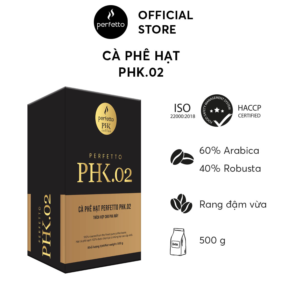 [Perfetto Coffee] Cà phê hạt - Cà phê bột PHK.02 (250g/ 500g)