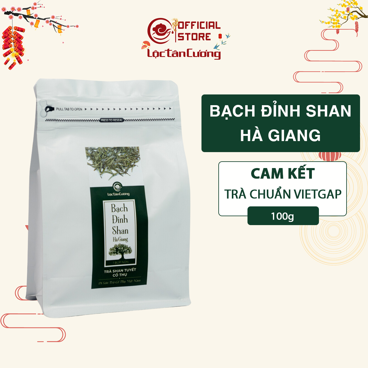 Trà bạch đỉnh shan hà giang túi 100g - bạch trà cổ thụ hà giang
