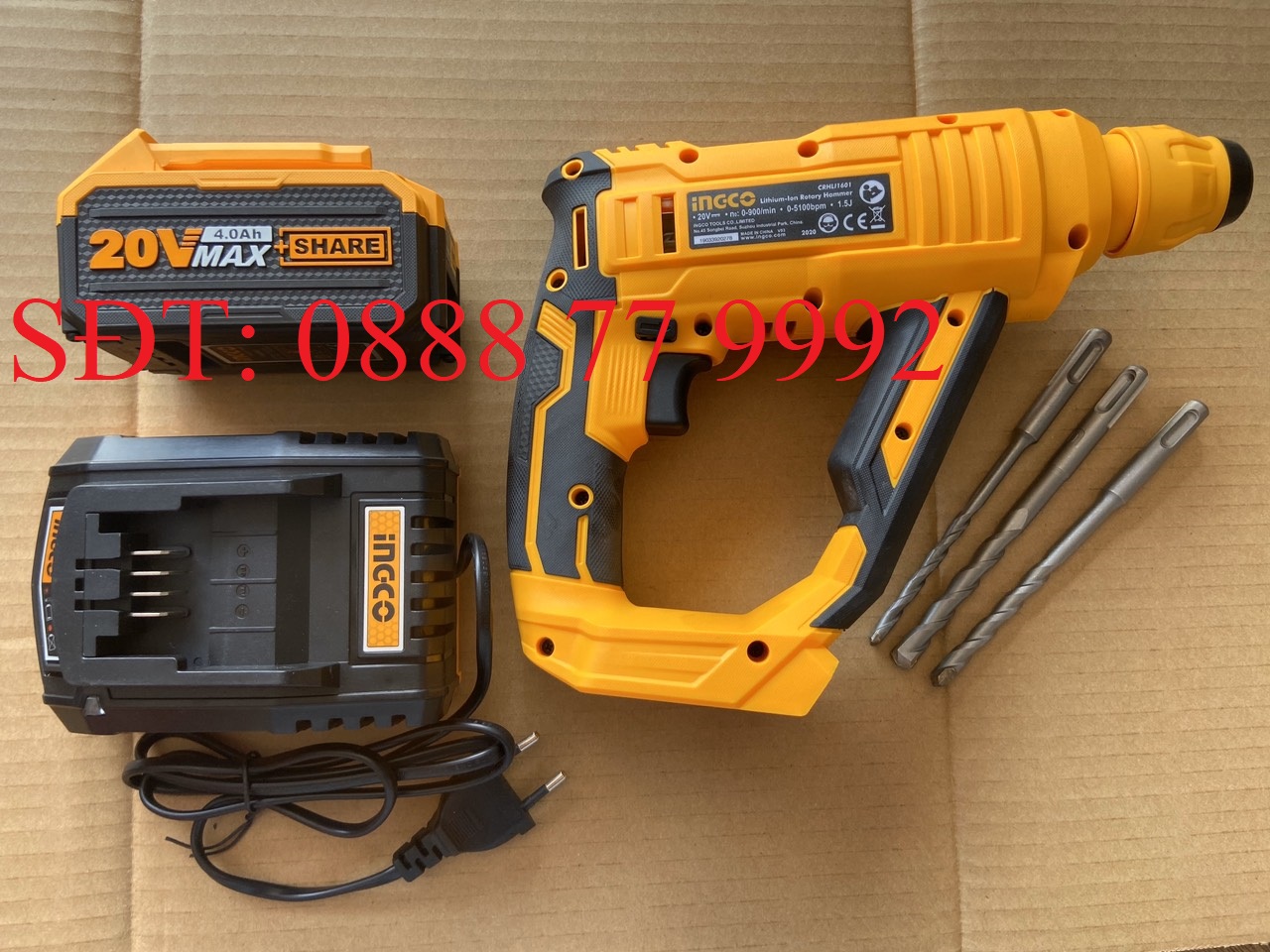 Máy khoan bê tông dùng pin 20v ingco crhli1601