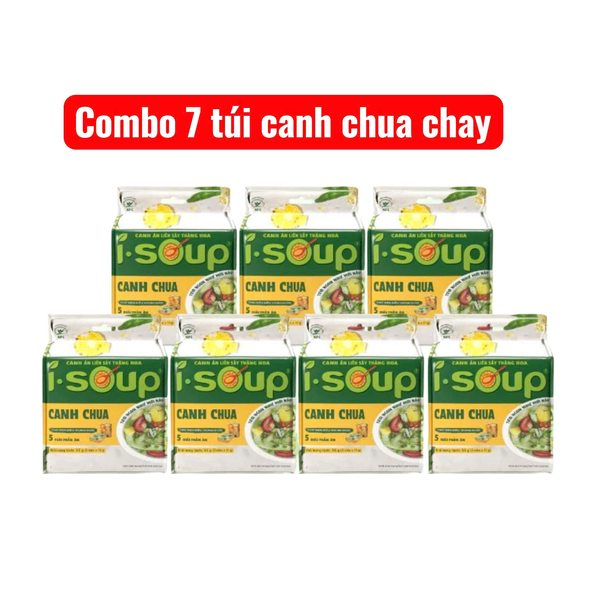 COMBO 7 Túi Canh chua Chay viên canh sấy thăng hoa ăn liền 3 phút