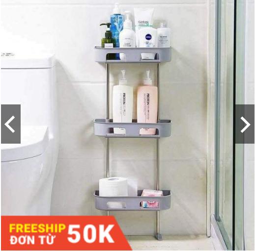 (BAO GIÁ LAZADA) Kệ để đồ Toilet, nhà tắm 3-2-1 tầng gắn tường không khoan đục