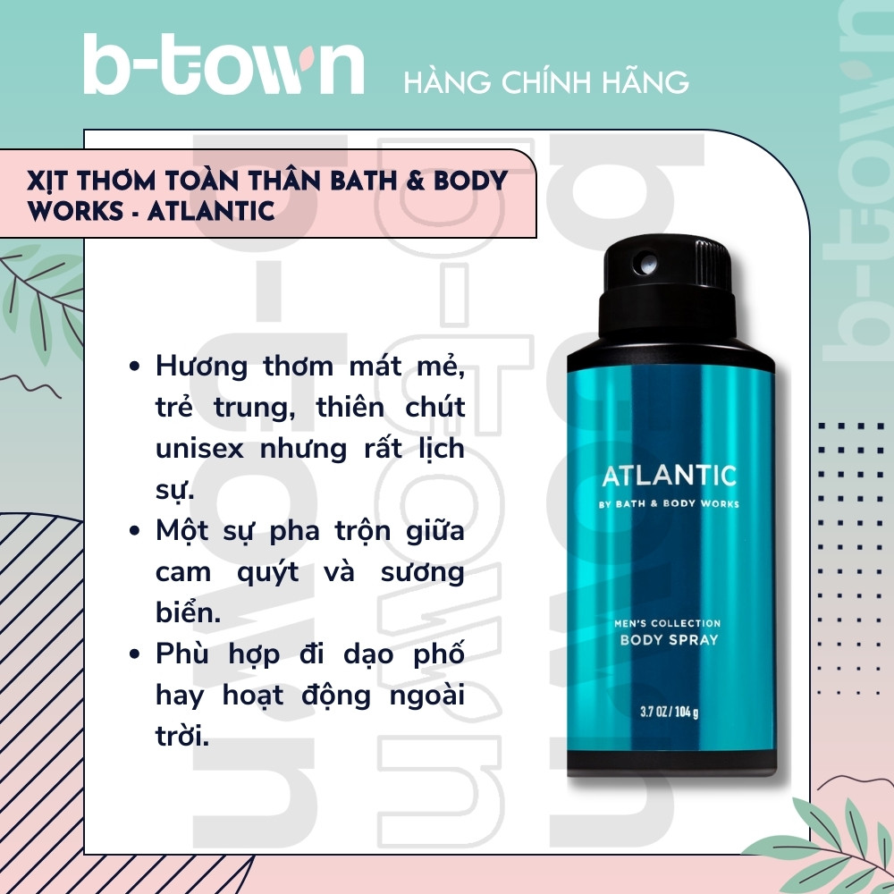 Xịt thơm toàn thân cho nam bath & body works - atlantic