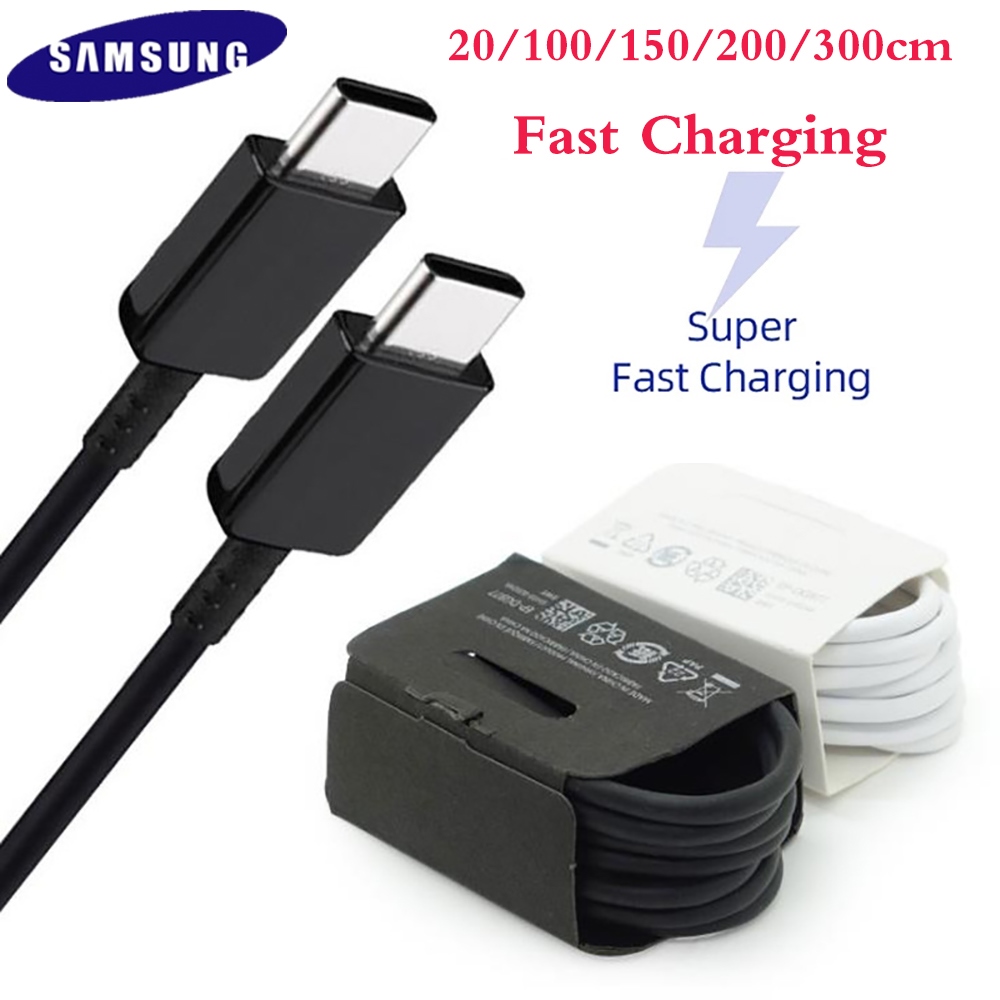 Original Samsung A52 A72 A53 A73 S10 5G Super PD Fast Charger Cable 3A USB  C To Type C Line 1/2/3M For Galaxy S20 FE Z Fold 3 4 