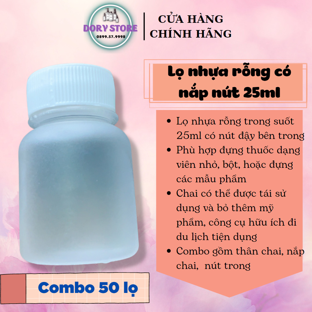 Lọ nhựa rỗng 25ml có nút chống tràn nước, chai nhựa trong suốt 25ml có nắp đậy đựng thuốc, lọ đựng thuốc b1, chai nhựa, chai lọ
