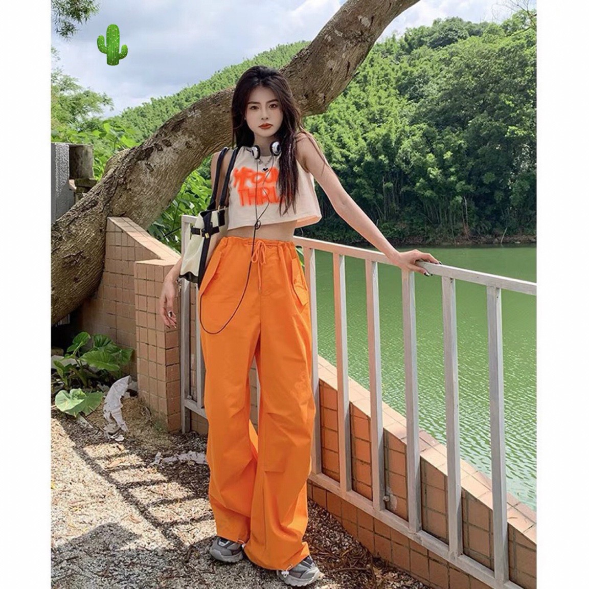 Set áo ba lỗ - quần cam cool ngầu