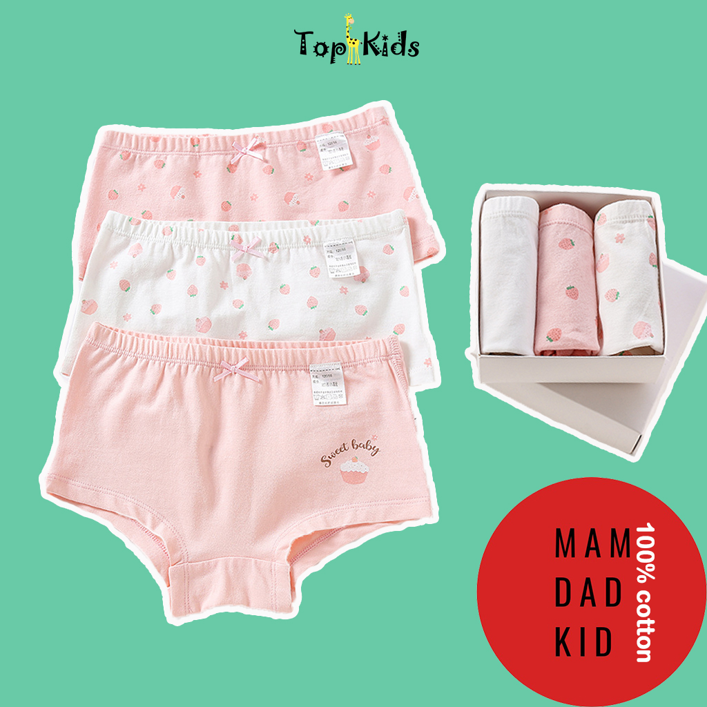 Set 3 quần chip bé gái - cotton- mam dad kids- 10-40kg