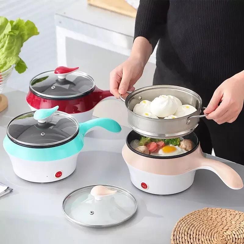 Ca nấu mỳ, ăn lẩu mini 2 tầng có tay cầm đa năng