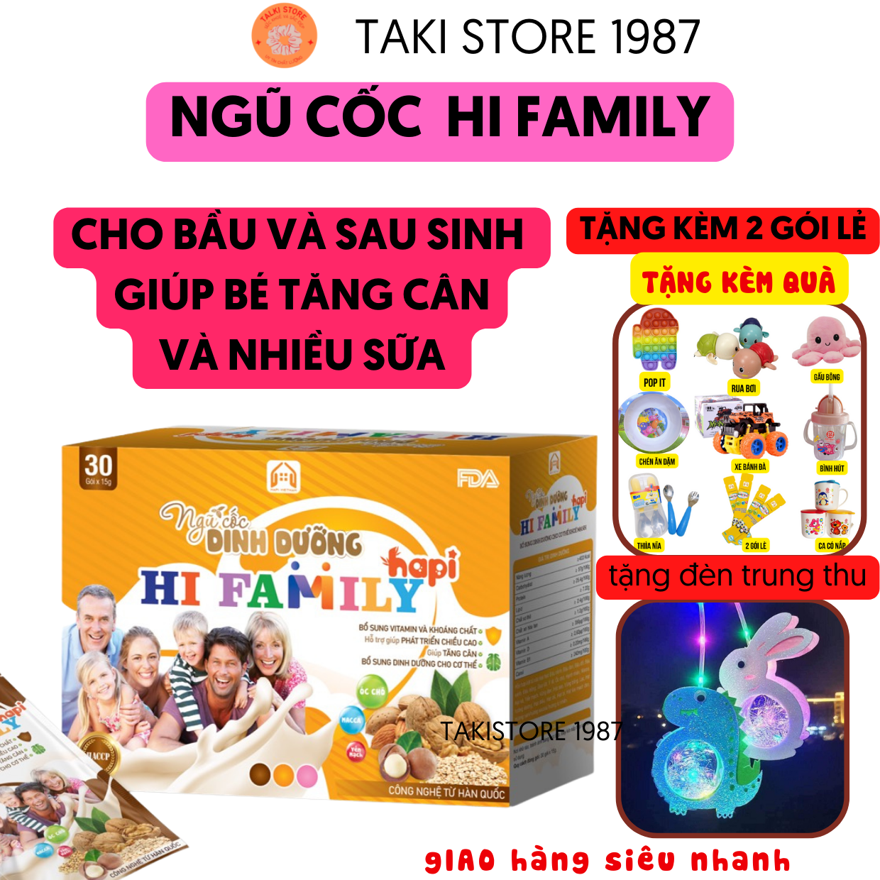 [MUA 1 TẶNG 2] Ngũ cốc Bầu và Sau Sinh Cho mẹ HI FAMILY Giúp bé tăng cân trong thai kỳ và sữa mẹ đặc và đủ chất hơn