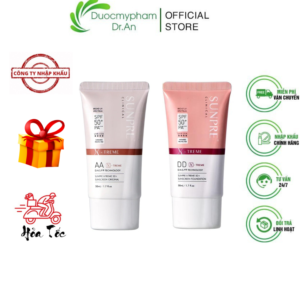 HÀNG NHẬP KHẨU - Kem Chống Nắng Mona Frema Sunpre DD AA X-Treme Sunscreen Foundation SPF 50+ PA ++++ Da Sau Liệu Trình Laser Không Màu Có Màu Nhẹ - DuocmyphamDrAn