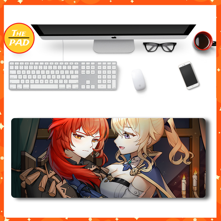 Lót chuột game genshin impact nhiều nhân vật, in 3d kiểu mới, cao su 30x80, 40x90, dày, chống trượt