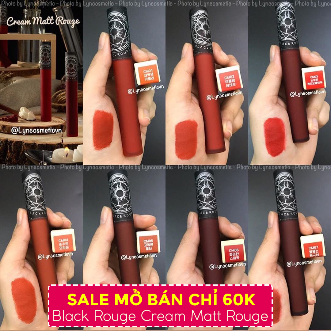 Blackrouge cm01,cm02,cm03,cm04,cm05,cm06,cm07 - Son môi rẻ, son môi đẹp - Son black rouge creamy matt rouge - Son nước ,son lỏng black rouge cm - son black đỏ cam, son black rouge phiên bản mới, mẫu mới, màu mới