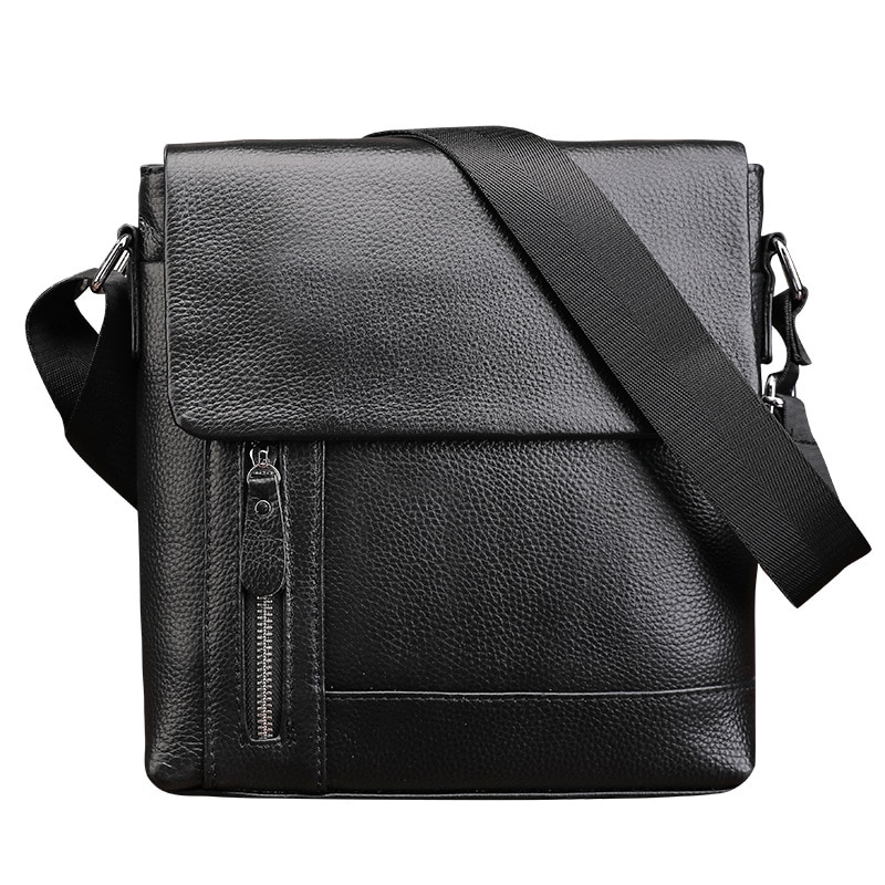 ZZOOI Fashion Genuine Leather Men's Messenger Bag High Quality Male Crossbody Shoulder Bags Male Purse Small Business Bags for Men