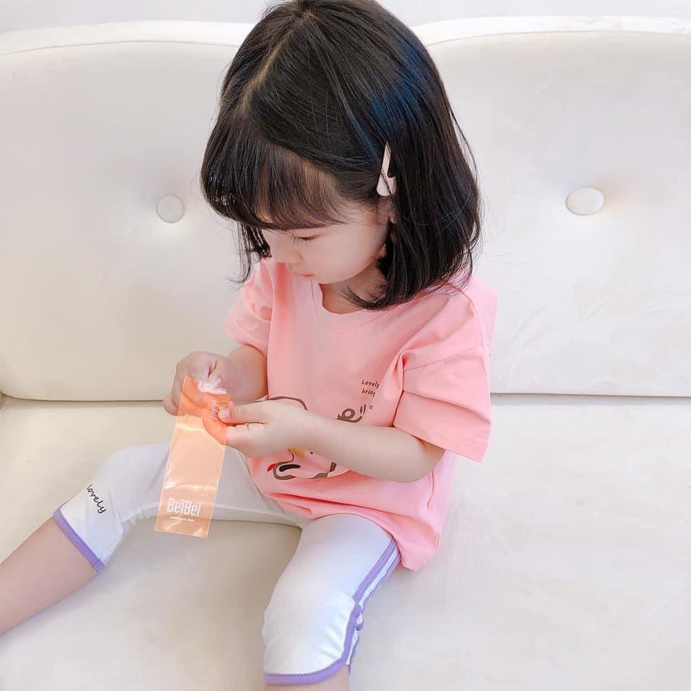 Bộ áo thun quần gân lửng bé gái từ 8-20kg