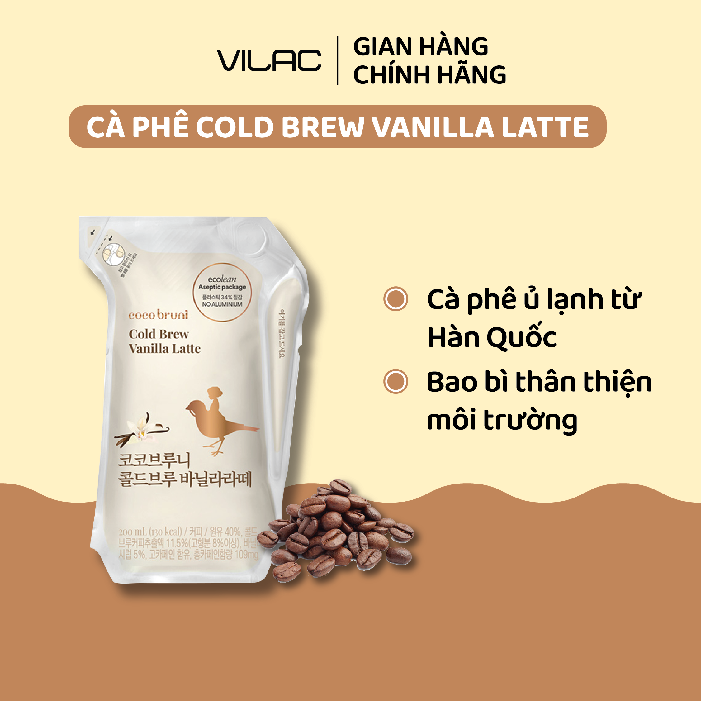 Cà phê cold brew vanilla latte cocobruni 200ml
