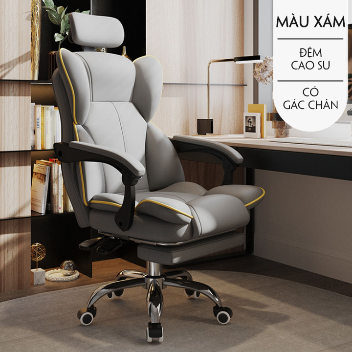 Ghế da văn phòng nệm cao su siêu đàn hồi, ghế giám đốc điều chỉnh ngả lưng Có Gác Chân-M104