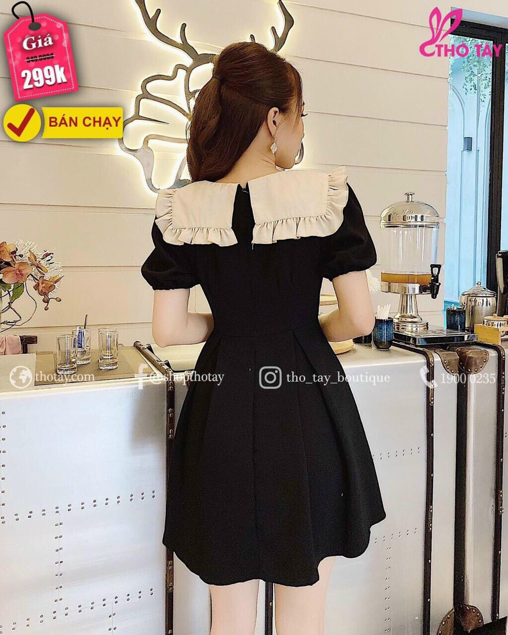 [HCM-CHUYÊN SỈ & LẺ THỜI TRANG] ĐẦM TIỂU THƯ XÒE PHỐI CỔ NƠ VIỀN BÈO XINH XẮN