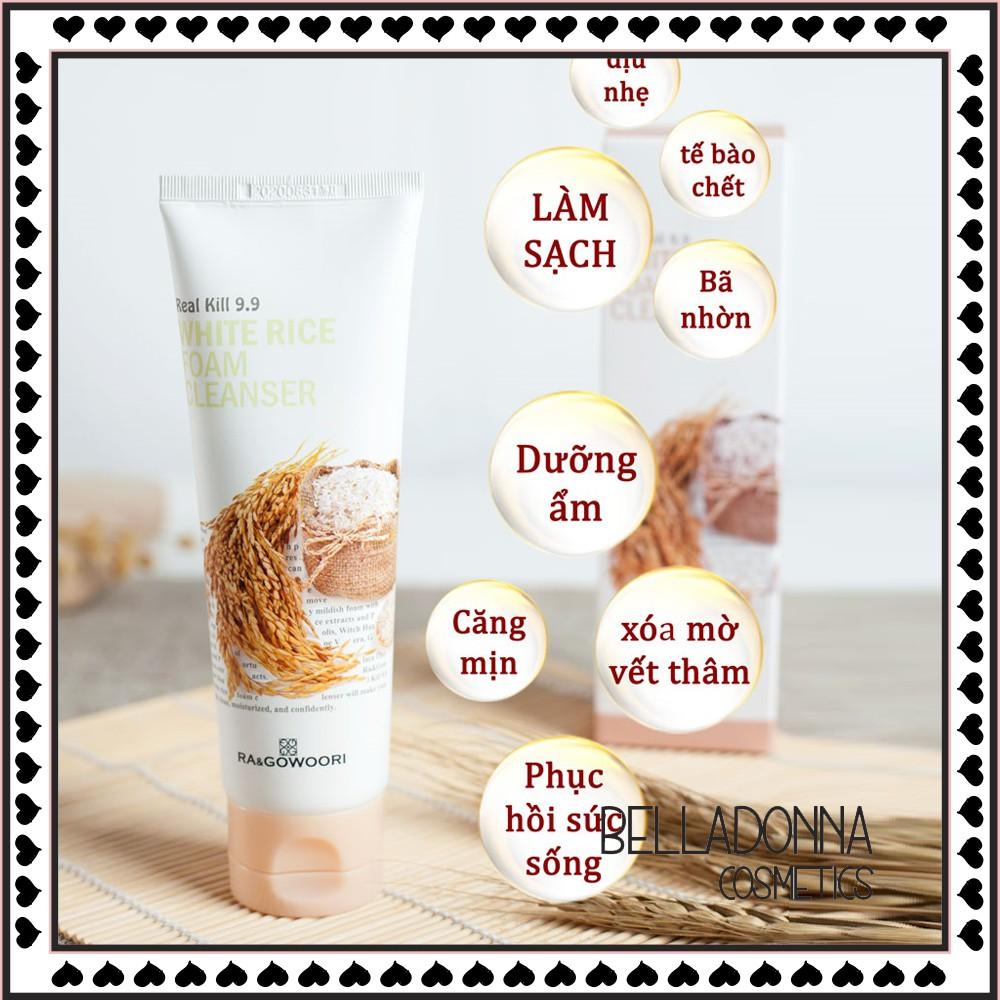 Sữa rửa mặt chiết xuất gạo Ra&gowoori Real Kill 9.9 White Rice Foam Cleanser 120ml