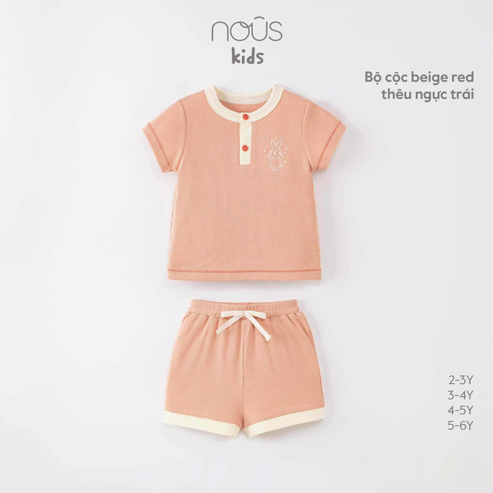 Bộ ngực baby red thêu ngực trái - n.o.u.s