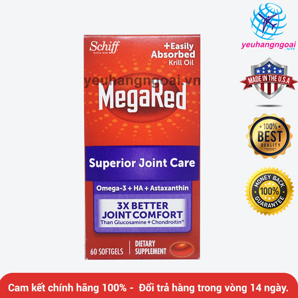 Schiff MegaRed Joint Care hộp 60 viên của Mỹ.