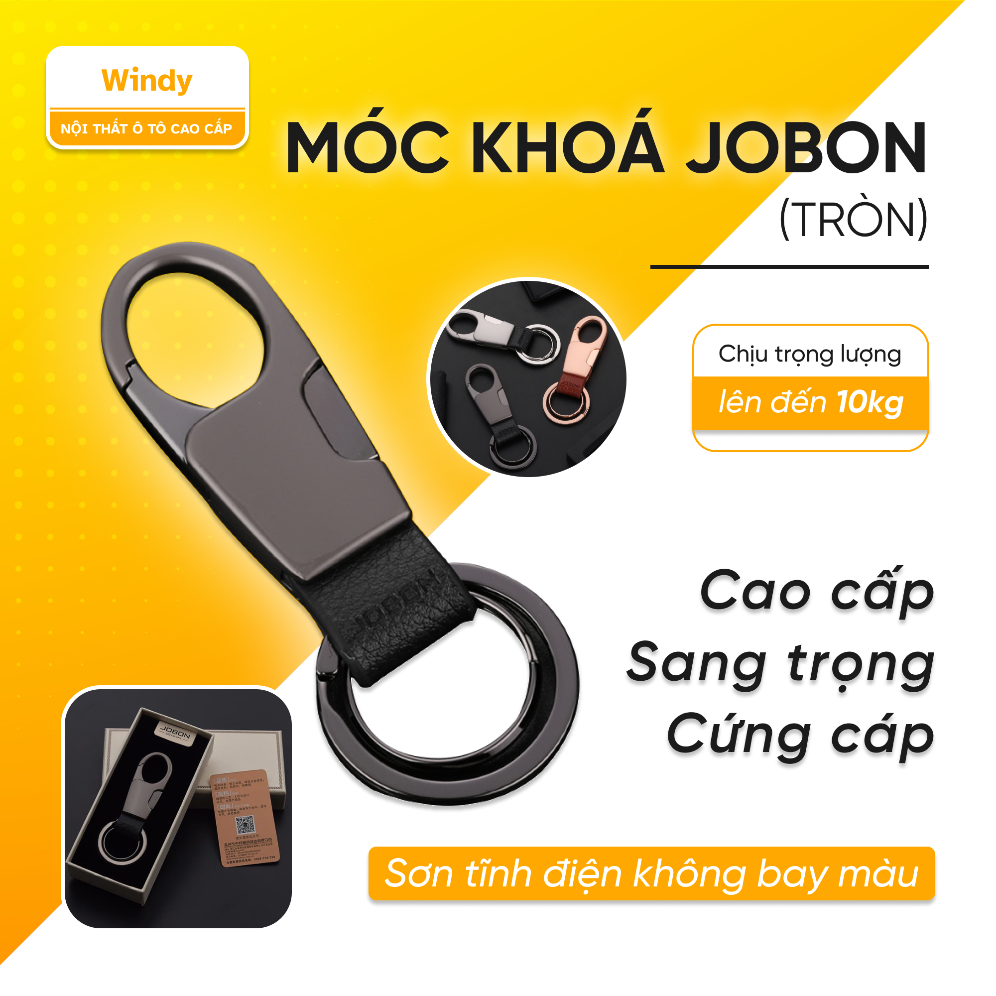 Móc chìa khoá xe ô tô chính hãng JOBON cao cấp, sang trọng. Móc khoá ô tô hợp kim cao cấp không gỉ, bền màu, nhỏ gọn