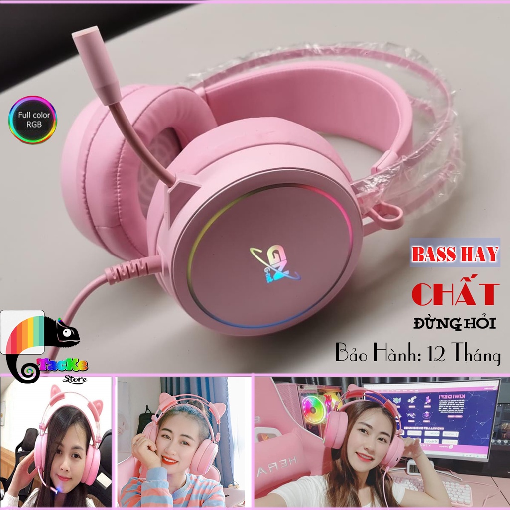 Tai Nghe Gaming Màu hồng, có mic G-Net G09 RGB 7.1 chuyên game, Tai nghe game thủ cực chất I BH 12 Tháng