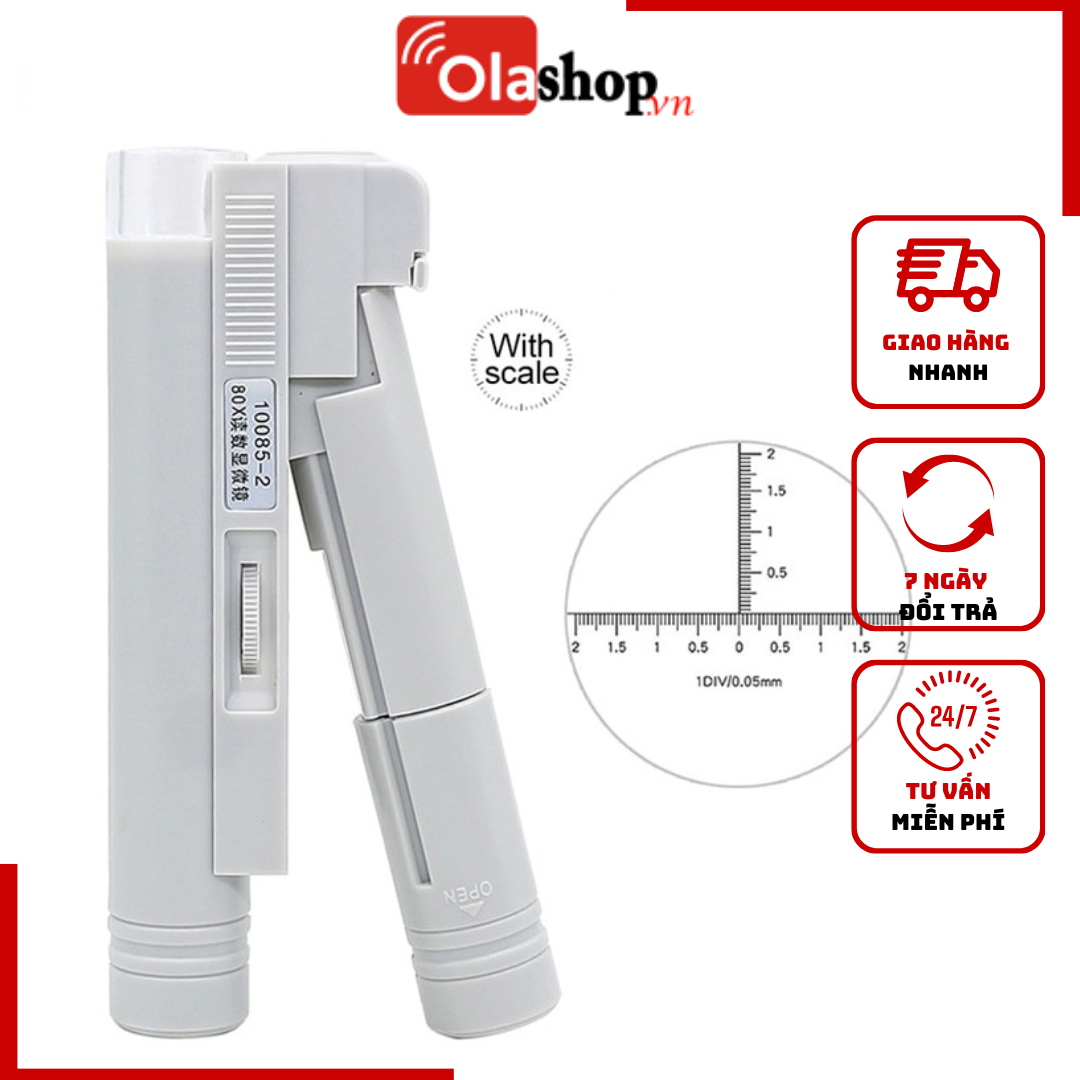 Kính lúp cầm tay có thước đo độ phóng đại 100x