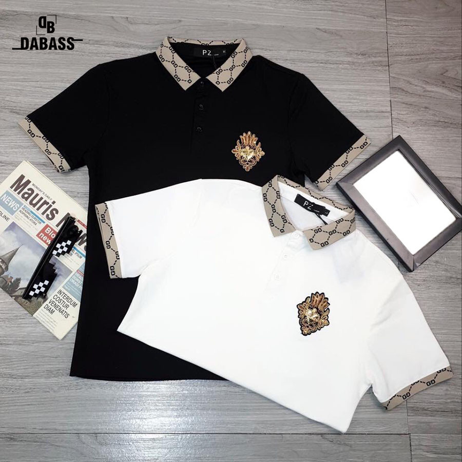 [HCM]Áo Thun Nam Cổ Trụ Áo Polo Thêu Hình Họa Tiết Cổ Áo Năng Động Chất Vải Thun Co Dãn Bốn Chiều Mềm Mát Không Phai Xù