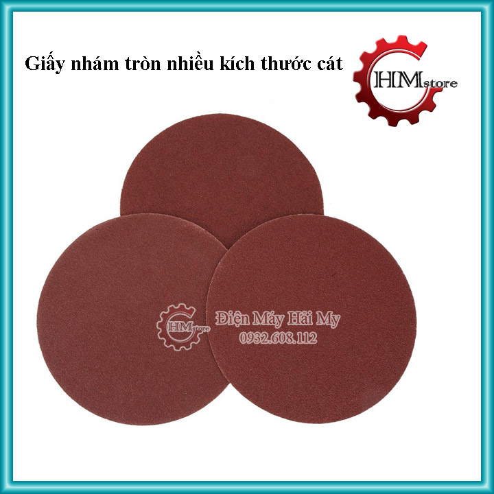 20 tờ giấy nhám tròn 100mm - giấy nhám mịn 125mm có đế dán các cỡ - giấy chà nhám gỗ, nhựa, sơn … - hải my store
