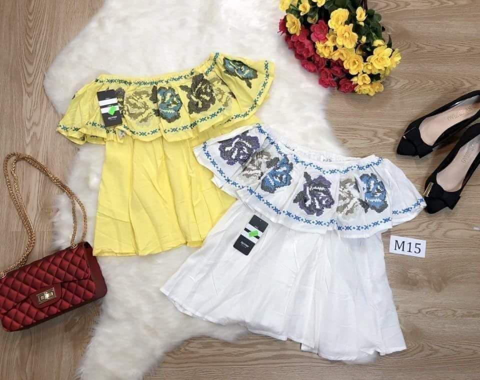 Áo kiểu bẹt vai vải xô mềm mìn size dưới 53kg