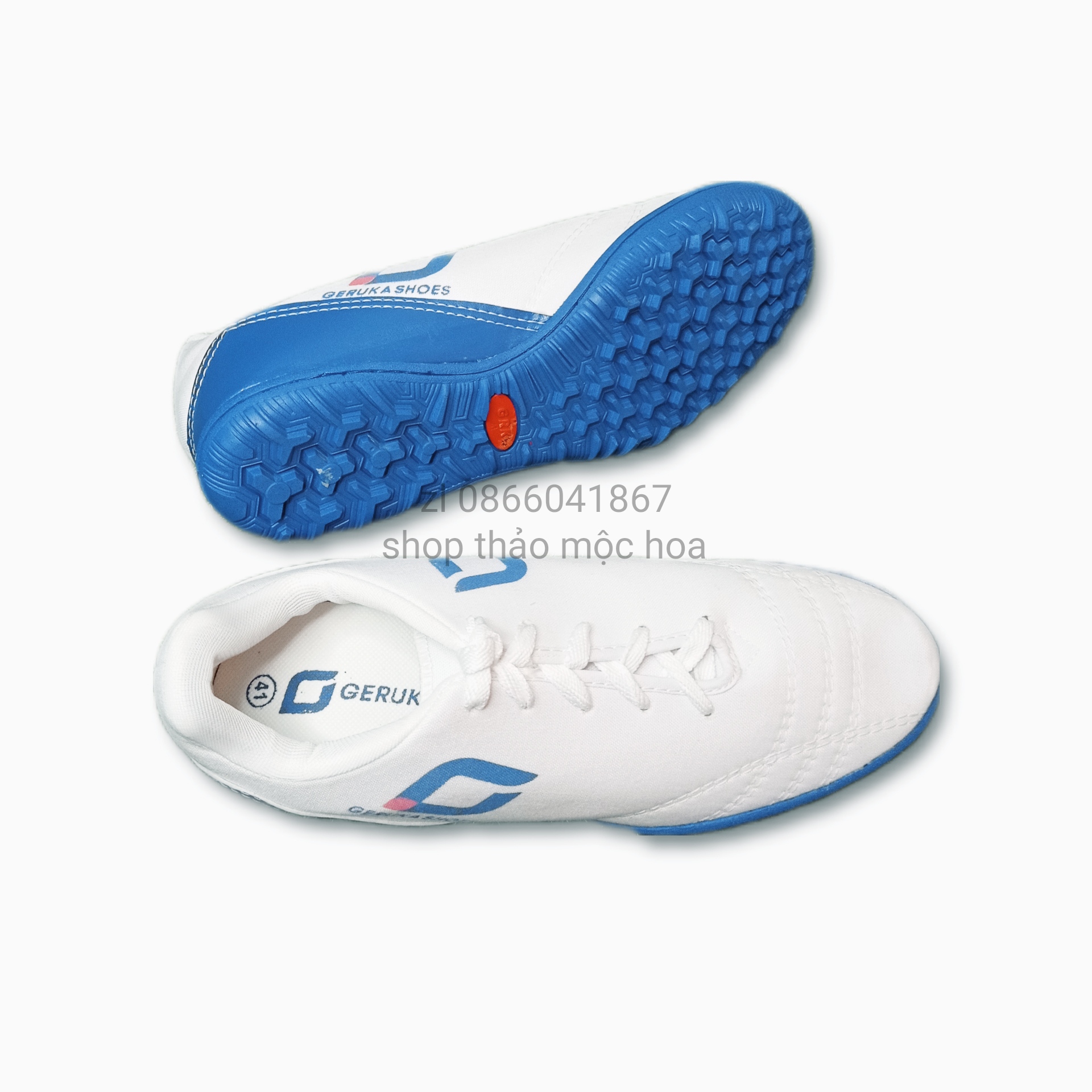 Giày đá bóng GERUKA, giày đá banh khâu full đế  giày vải đinh dăm đế xanh, đỏ HÀNG VIỆT NAM CAO CẤP