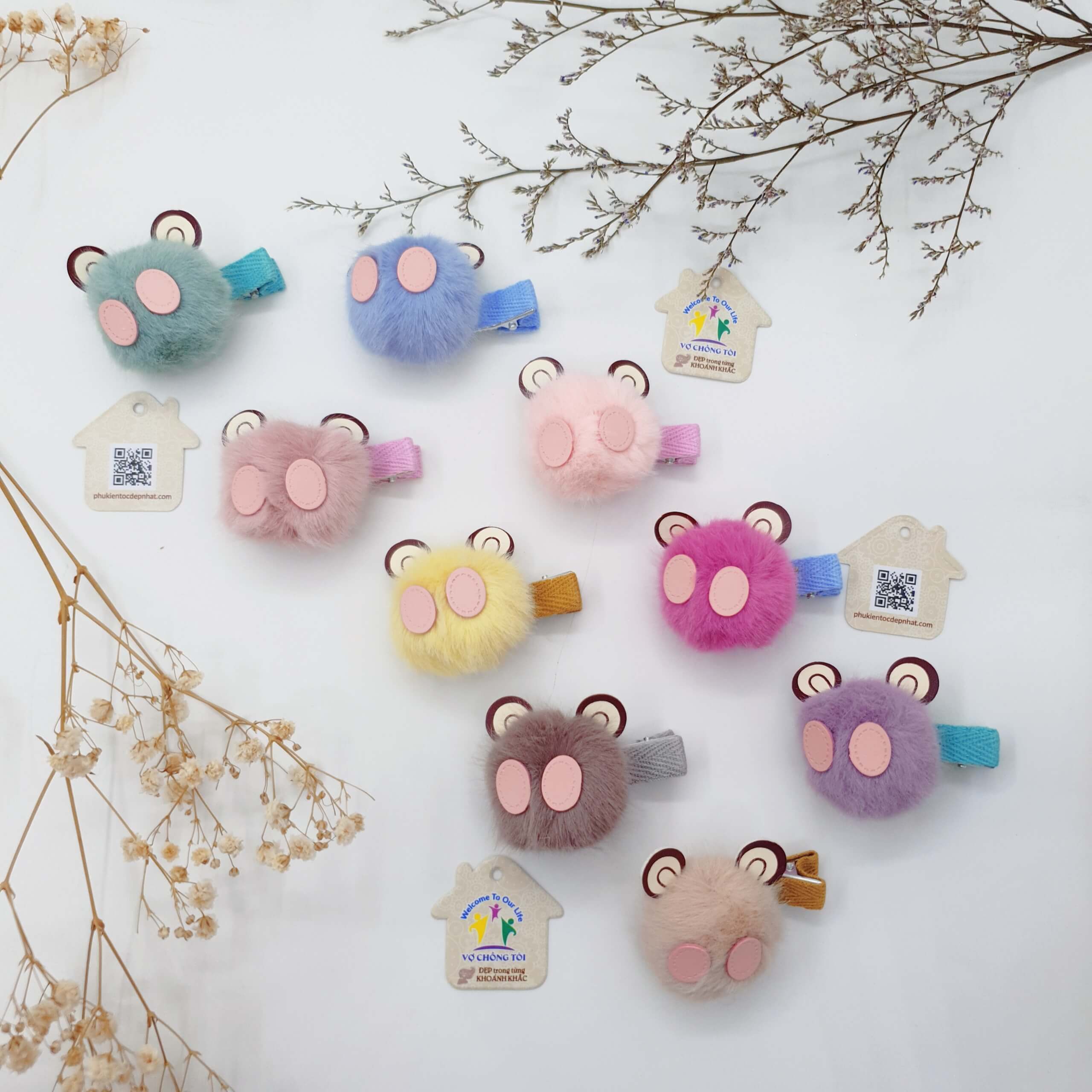 Kẹp tóc nữ hàn quốc cute, kẹp mái lông mềm mịn, phụ kiện nữ mỏ vịt, cặp tóc cho bé gái, chuột hoạt hình siêu xinh xắn - thương hiệu Vợ Chồng Tôi