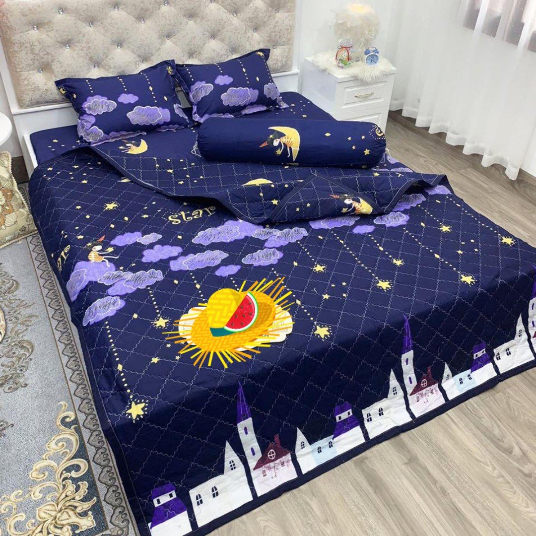 Bộ ga gối 3 món 1m6x2m và 1m8x2m mẫu sao rơi
