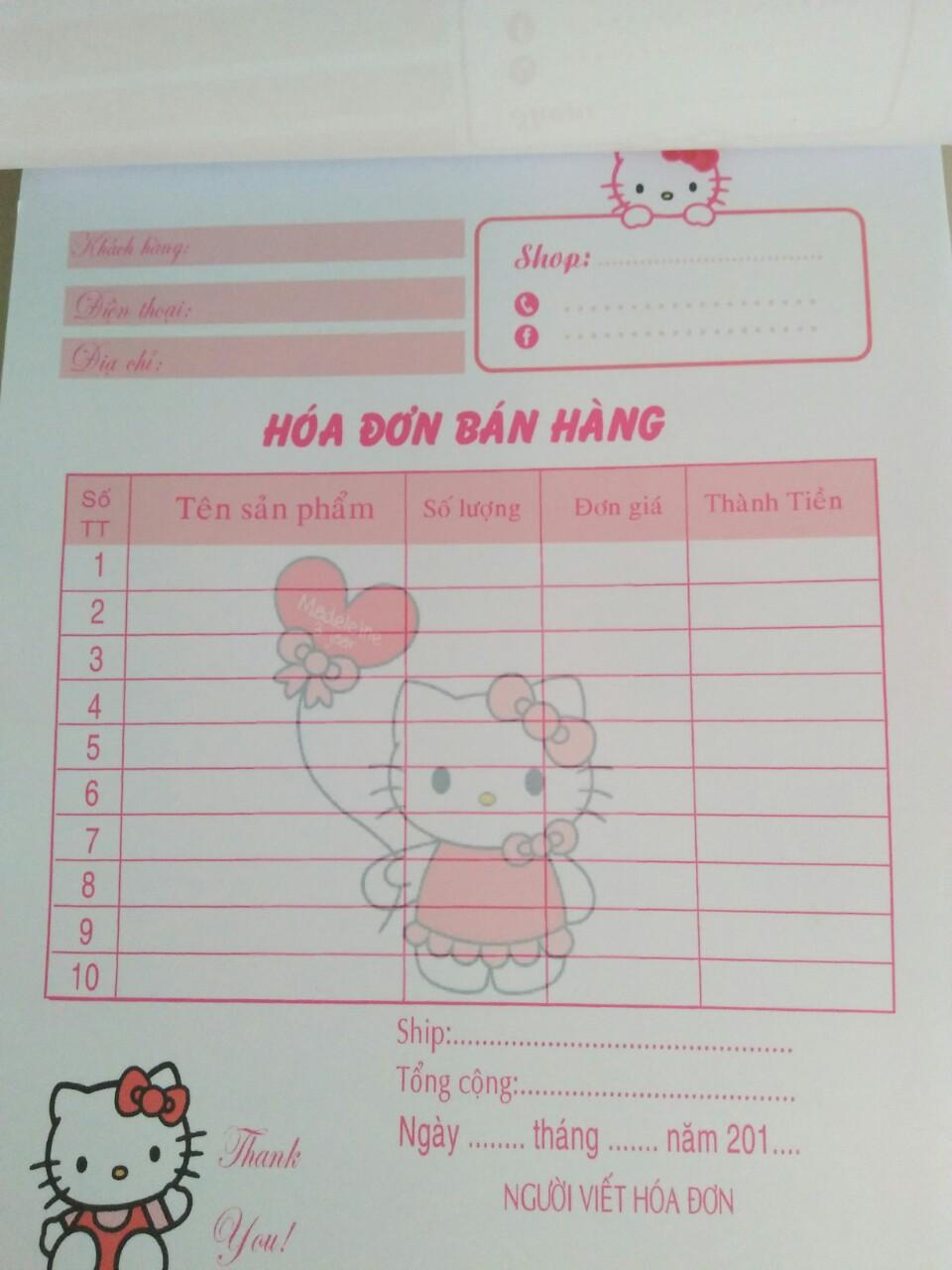 Bộ 5 cuốn hóa đơn bán hàng khổ a5 hình Kitty.