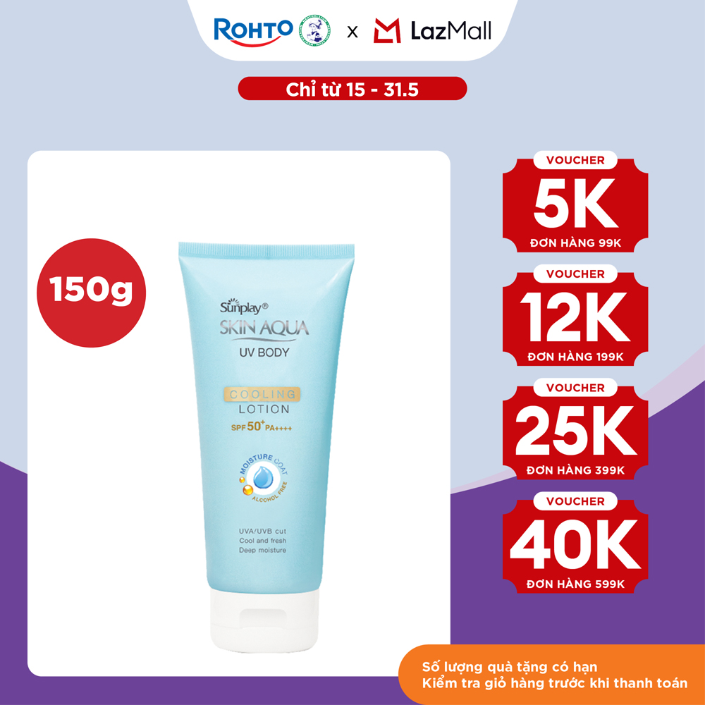 Kem chống nắng body Skin Aqua mát lạnh dùng hàng ngày  Sunplay Skin Aqua UV Body Cooling Lotion SPF 50+ PA++++ 150g