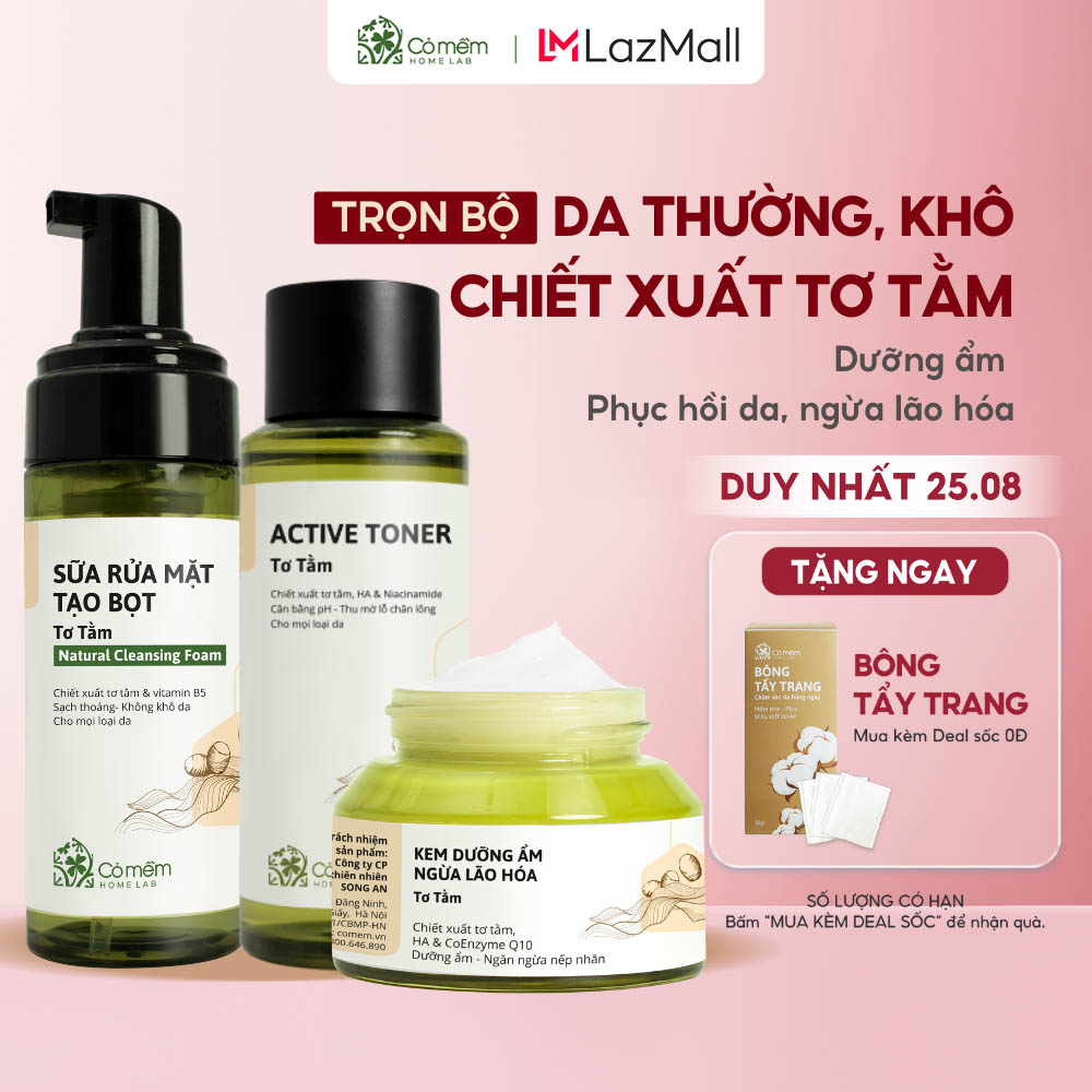 Bộ chăm sóc da trọn bộ tơ tằm dưỡng ẩm da cỏ mềm 500g