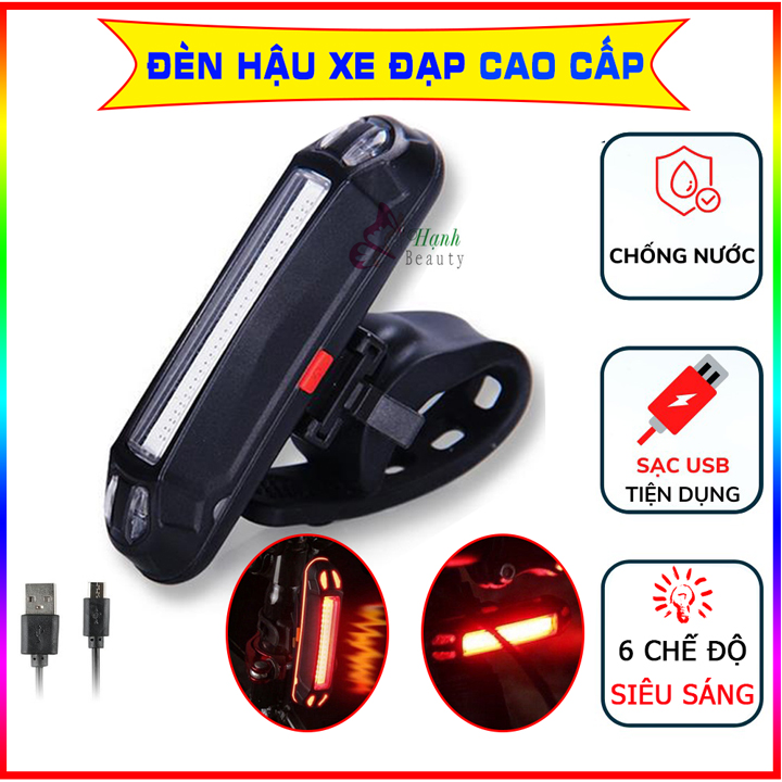 Đèn hậu xe đạp thể thao sạc usb chống nước cao cấp nháy cảnh báo