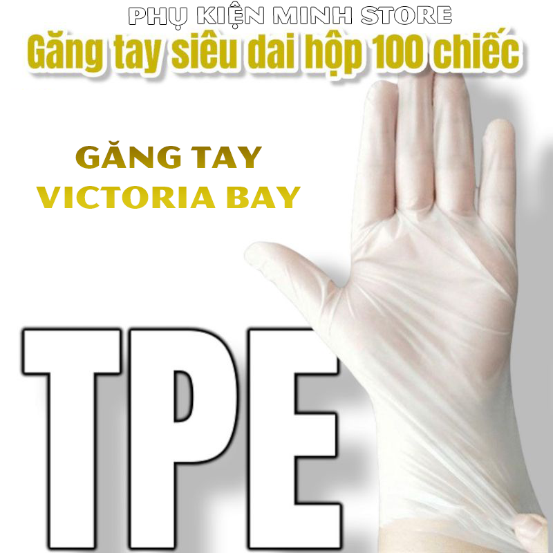 Hộp 100 găng tay VB chất liệu TPE, Bao tay cao su rửa bát làm bếp vệ sinh siêu dai không mùi không bột, tiện dụng cho gia đình
