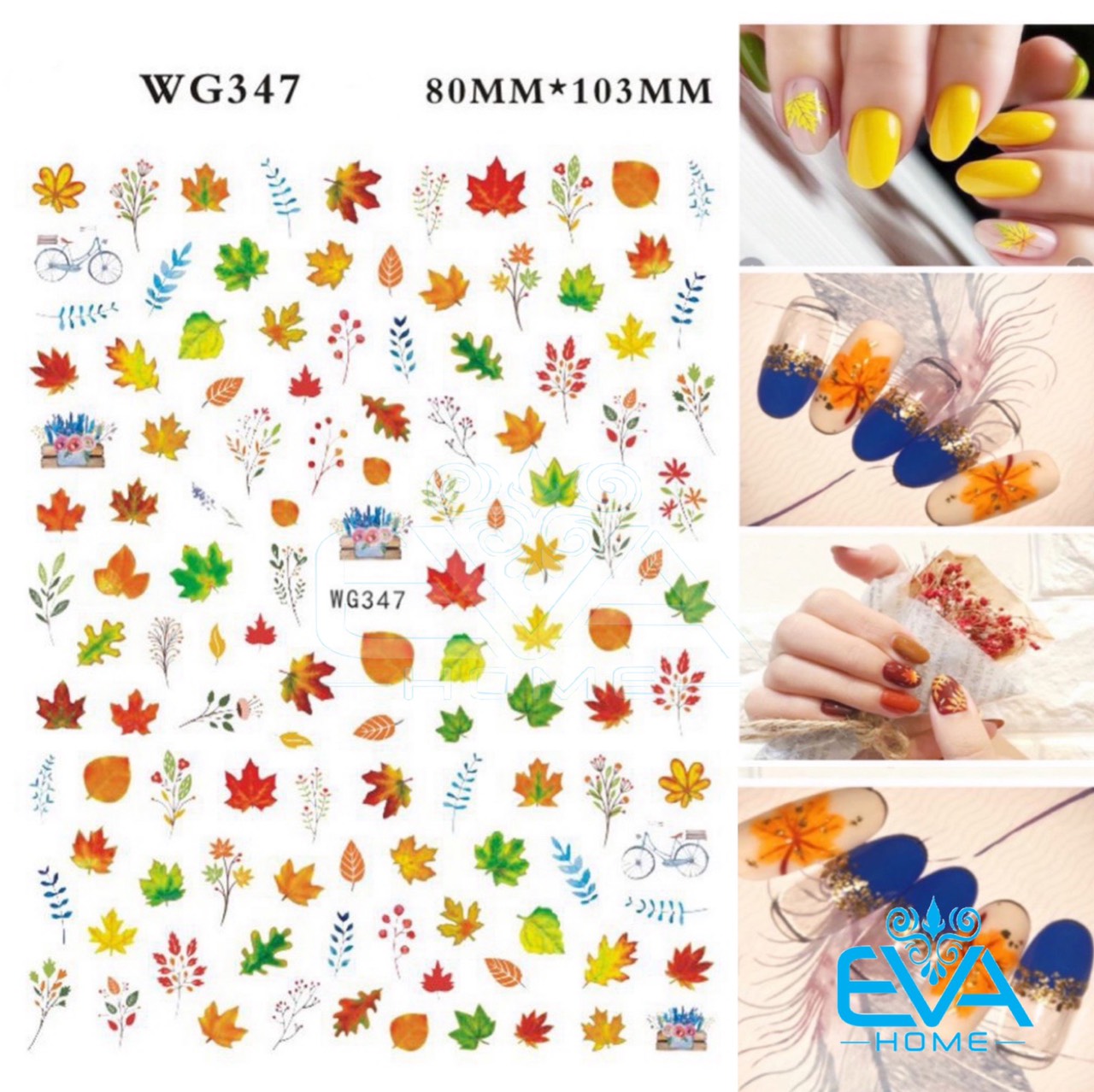 [HCM]Decal Dán Móng Tay 3D Nail Sticker Hoạ Tiết Lá Mùa Thu Autumn Leaves WG347