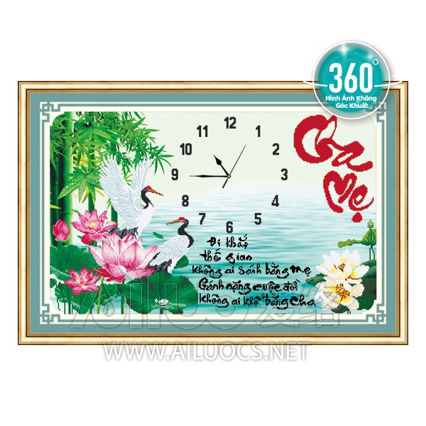 Tranh đính đá đồng hồ cha mẹ 77336