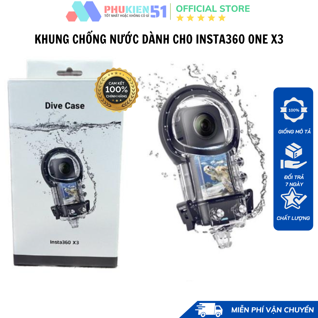 Insta360 one x3 dive case chính hãng - phụ kiện chống nước bơi lặn cho insta360 one x3